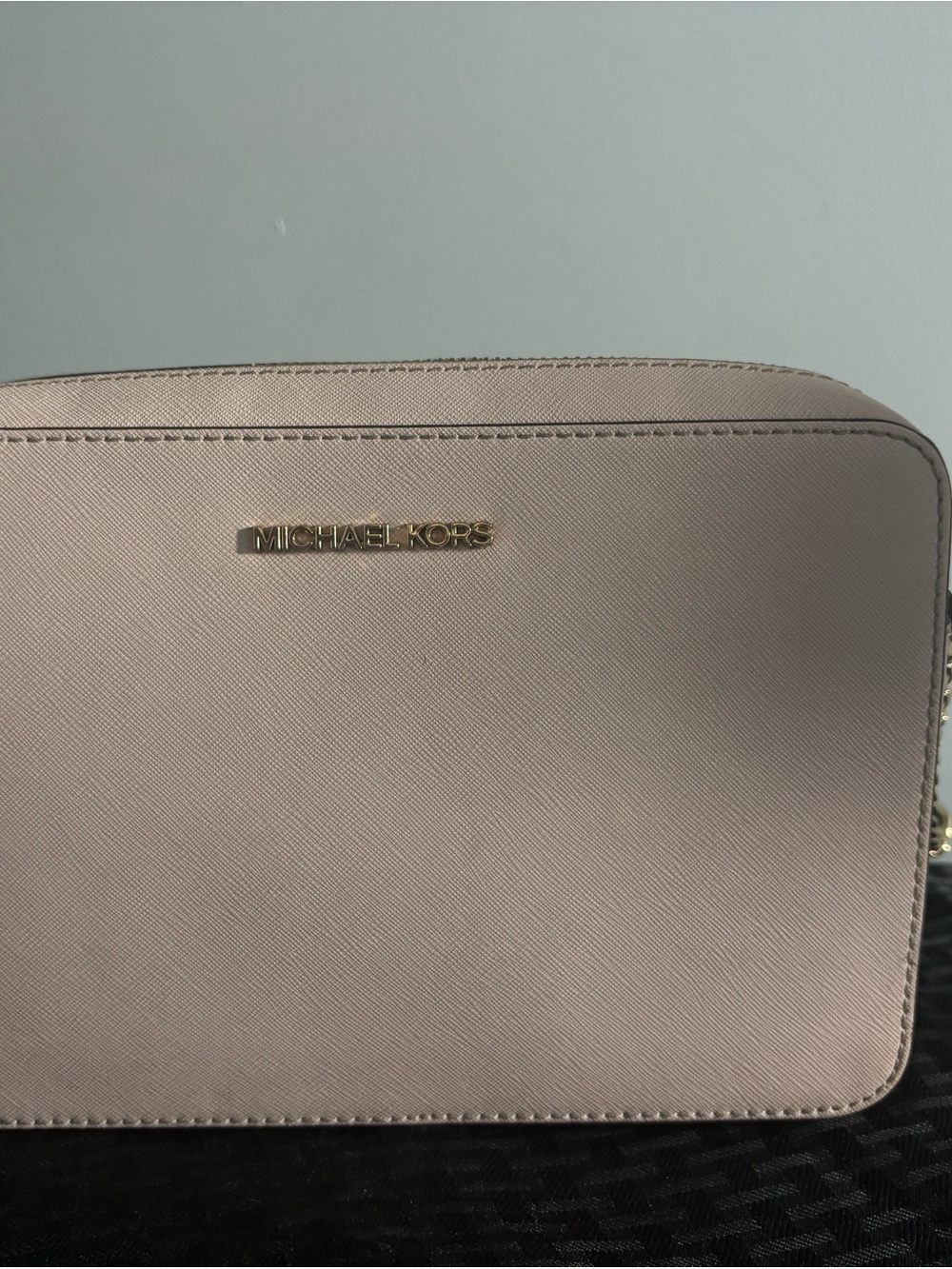 Michael Kors Pale Pink Saffiano Crossbody Bag with Gold Logo